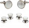 Classic Tuxedo Cufflinks Studs with Mother of Pearl Silver
