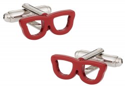 Red Nerd Glass Eyeglass Cufflinks