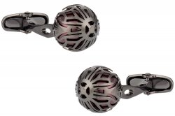 Swarovski Gunmetal Caged Pearl Cufflinks in Burgundy