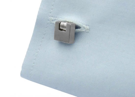 Innovative Brushed Silver Cufflinks
