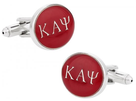 Kappa Alpha Psi Red Silver Fraternity Cufflinks
