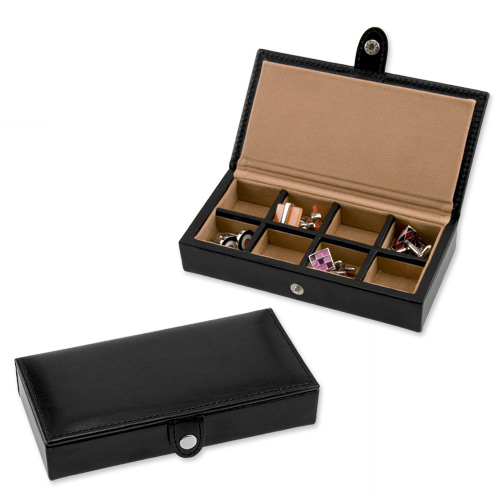 Cufflinks Box In Black Leather Cuff Daddy, Leather Cufflink Case