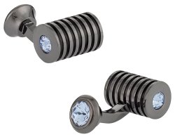 Men's Gunmetal Light Sapphire Swarovski Barrel Cufflinks
