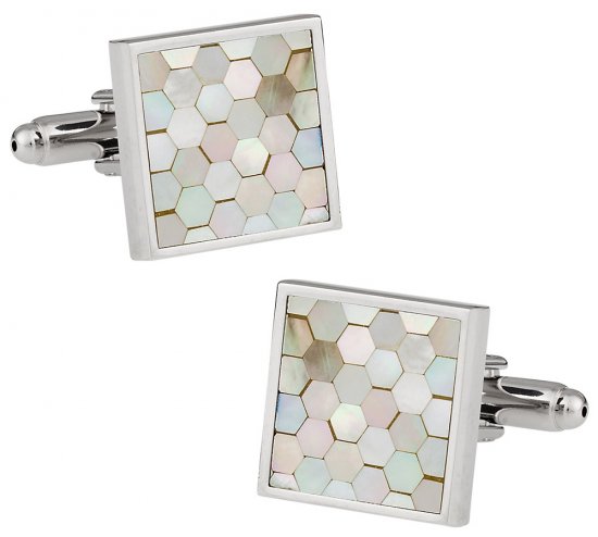 Mother of Pearl Honeycomb Cufflinks